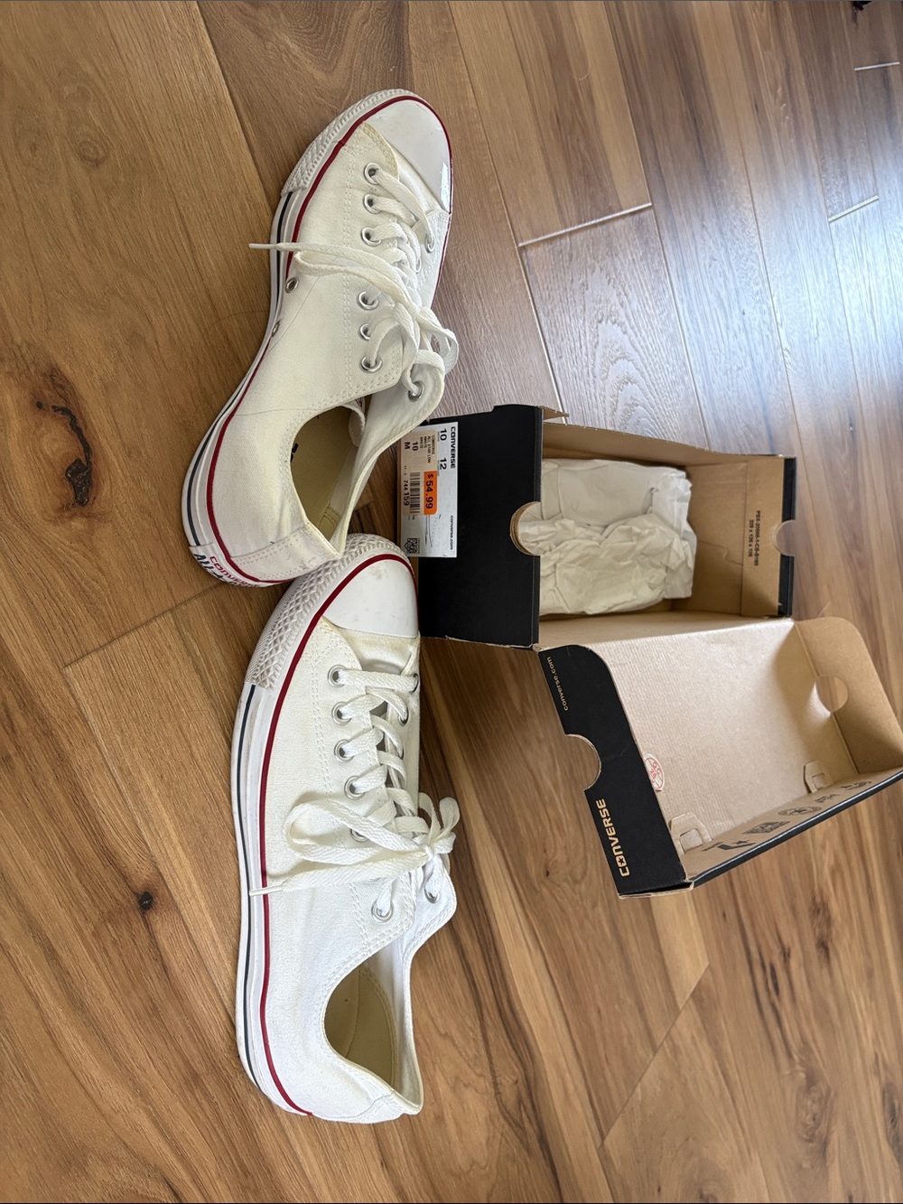 Converse Low Top Sneakers in White with Red Trim